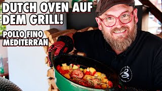 Dutch Oven auf dem Grill 🟢🔥 Pollo Fino Mediterran 🍗 [upl. by Nwatna664]