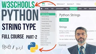 W3Schools Python Full Course in Hindi  W3Schools Python STRINGS Tutorial  Python for Beginners P2 [upl. by Oiramat]