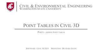 Civil 3D 2018  Point Tables  Part I  Creating Point Tables [upl. by Eelrahc]