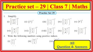 Practice set 29 class 7th Maths  Indces  Maharashtra state board [upl. by Artnoed]