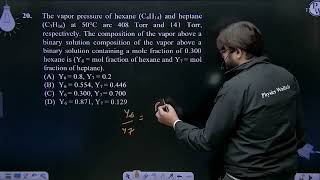 The vapor pressure of hexane C6H14 and heptane C7H16 at 50 C are 408 Torr and 141 Torr [upl. by Noll135]