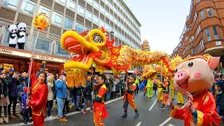 London’s Chinese New Year GRAND PARADE 2019 in Chinatown for Year of the Pig [upl. by Epner]