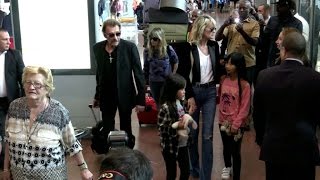 EXCLUSIVE Johnny Hallyday Laetitia Jade and Joy arriving at Paris airport [upl. by Allesor]