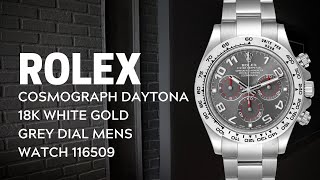 Rolex Cosmograph Daytona 18K White Gold Grey Dial Mens Watch 116509 Review  SwissWatchExpo [upl. by Masha649]