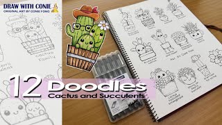 12 Doodle Ideas Cactus and Succulent Doodles drawings for art journaling cardmaking [upl. by Worthy326]