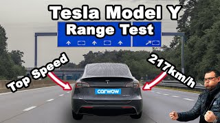 Tesla Model Y 🔋 In 45min leer  Range Test  Top Speed  100217kmh  Autobahn  Reichweite [upl. by Ordnassela35]