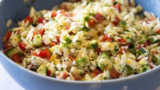 Lemon Orzo Salad  Perfect Summer Salad For BBQs or Potlucks [upl. by Ymeraj522]