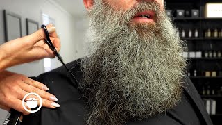 Young Man’s Incredible Grey Beard Gets Trimmed to Perfection [upl. by Francoise]