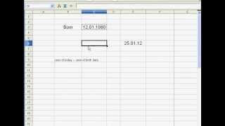 Calculate a Persons Age in Excel or Openoffice using Date Functions Part 1 [upl. by Mame]