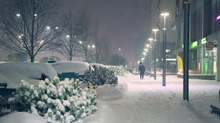 Тюмень Европейский микрорайон берег Снежное утро  Snowfall In City Winter Night Tyumen Russia [upl. by Ahsieat]