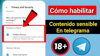 Cómo habilitar contenido sensible en Telegram  Configuración de contenido sensible de Telegram [upl. by Bluefarb809]