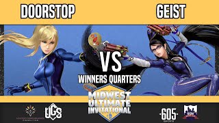 Midwest Ultimate Invitational  Winners Quarters  DoorstopZero Suit samus Vs GeistBayonetta [upl. by Gwenette145]