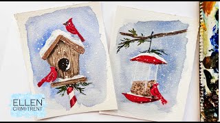 Watercolor Holiday Cards for ANY skill level [upl. by Pontius432]