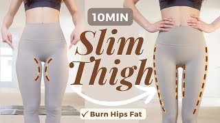 10min Easy Slim Thighs workout Toned Inner amp Outer Thighs Burn Hips Fat  100 RESULT [upl. by Dorcia]