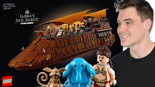 LEGO Star Wars UCS JABBAS SAIL BARGE PICTURES ALL DETAILS [upl. by Ahsinuq]