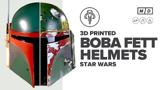 3D Printed BOBA FETT Helmets 2 FINISHESBUILDS Boba Fetts ReArmored Helmet amp Classic Helmet [upl. by Enneiluj340]