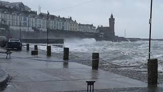 STORMY SEA AT PORTHLEVEN HARBOUR CORNWALL [upl. by Arahsat]