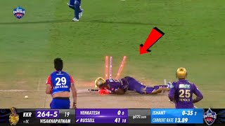 Andre Russell shockingly fell down after Ishant Sharmas 153 kph stunning Yorker ball in DC vs KKR [upl. by Jelks]