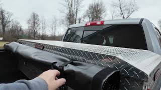 Tonneau cover on Ram 3500 tool box combo [upl. by Anauqcaj842]