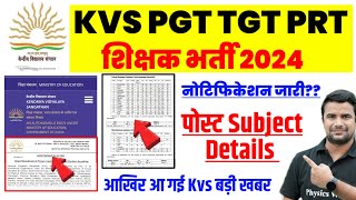 KVS New PGT TGT PRT Notification 2024kVS Eligibility Syllabus Post Age Exam 2024Kv Teacher Vacancy [upl. by Alveta]