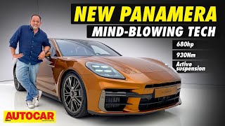 2024 Porsche Panamera  Stronghybrid sports sedan loaded with tech  Walkaround  Autocar India [upl. by Tevis]