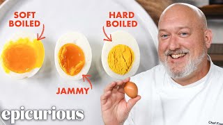 The Secret to Perfect Boiled Eggs Soft Jammy Hard  Epicurious 101 [upl. by Olli]