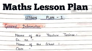 Mathematics Lesson Plan [upl. by Nilrah]