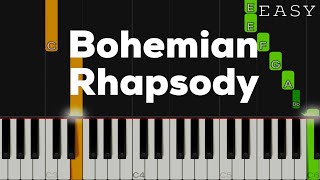 Bohemian Rhapsody  Queen  EASY Piano Tutorial [upl. by Sebbie]