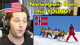 What Norwegians Think About Skiing  American Reacts [upl. by Alessig564]