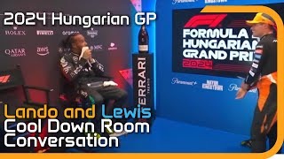 Hungarian GP Epic Cool Down Room Conversation between Lando and Lewis [upl. by Walliw376]