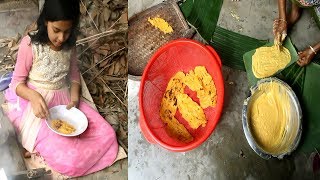 Village Food  Amazing Palm Cake Prepared by My Grandmothers  Palm Leaf Cake  Taler Pitha [upl. by Ahseinad537]