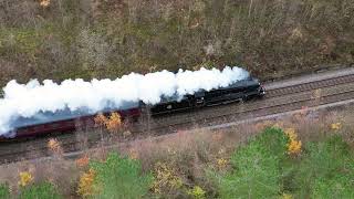 Stanier Black 5 No 44871 seen from the air climbing to Sapperton Tunnel [upl. by Aihsekyw]