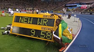 UNMATCHED SPEED USAIN BOLTS 958 100M IN BERLIN 2009  WORLD RECORD [upl. by Nazay]