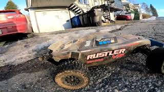 Traxxas Rustler VXL 3s Lipo Wheelie and Crash [upl. by Robb71]