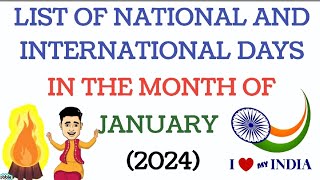 January Days List 2024 List of National amp International Days Important Day amp Dates of January 2024 [upl. by Junius]