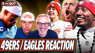 49ersEagles Reaction Brock Purdy amp San Fran destroy Jalen Hurts amp Philadelphia  3 amp Out [upl. by Nanek268]