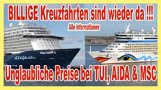 Kreuzfahrten bei TUI AIDA amp MSC  PREISE FALLEN Die besten Angebote 🛳 [upl. by Nyllaf]