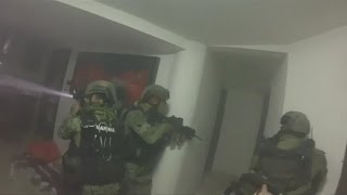 Amazing footage of shoot out at drug lord Guzmans property [upl. by Elkraps]