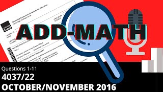 OLevel Add Math D October November 2016 Paper 22 403722 [upl. by Willman]