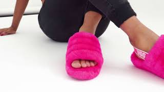 Shuperb™ UGG FLUFF YEAH SLIDE Ladies Sheepskin Slippers Rock Rose [upl. by Konopka549]