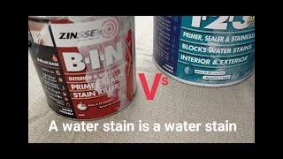 How To Block Water Stains Zinsser Bulls Eye 123 Plus Vs Zinsser BIN [upl. by Ottie]