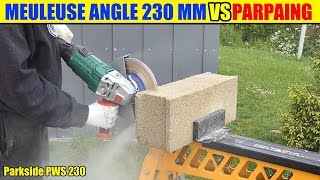 parkside pws 230 lidl test parpaing angle grinder winkelschleifer [upl. by Onitnerolf]