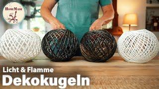 DIY  Dekokugeln einfach selber machen  Tischlampe aus Garn und Zement  Stylische Kugelleuchte [upl. by Theresa724]