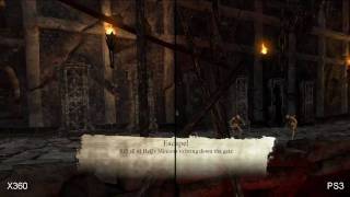 Dantes Inferno  PS3 vs XBox360 side by side comparison [upl. by Alleinnad]