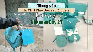 My First Tiffany amp Co 18K Gold Fine Jewelry Bracelet Holiday Unboxing amp Review Vlogmas 2023 Day 24 [upl. by Lavern]