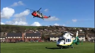 999 Coastguard Search and Rescue Royal Navy Seaking landing at St Bees [upl. by Eastman]