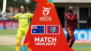 West Indies v Australia  Match Highlights  U19 CWC 2024 [upl. by Leonerd]