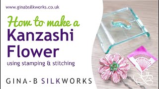 How to make a Kanzashi flower using stamping amp sewing  make a kanzashi folded fabric flower hairpin [upl. by Gurevich150]