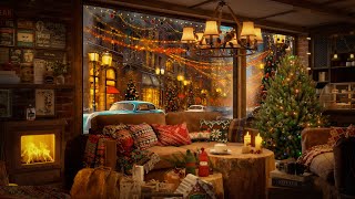 Cozy Winter Night at Christmas Cabin 🎄 Warm Jazz Music amp Crackling Fireplace for Relaxation [upl. by Llerdnod]