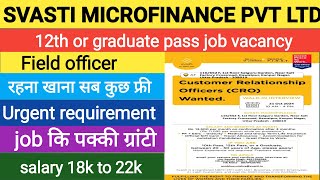 svasti microfinance pvt ltd  microfinance job vacancy 👆 new job [upl. by Giulio709]